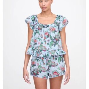 NWT Hill House The Josie Set - Light Blue Jungle Floral sz S